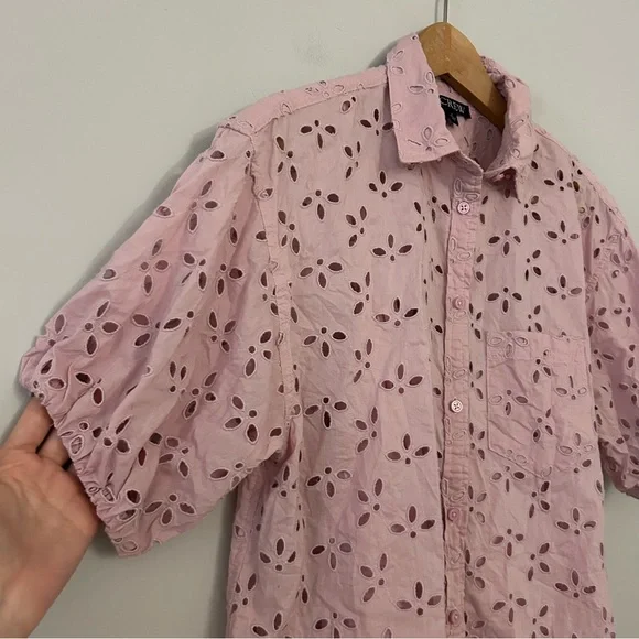 J. Crew Spring Garden Eyelet Blouse Pink Purple - Picture 3 of 8